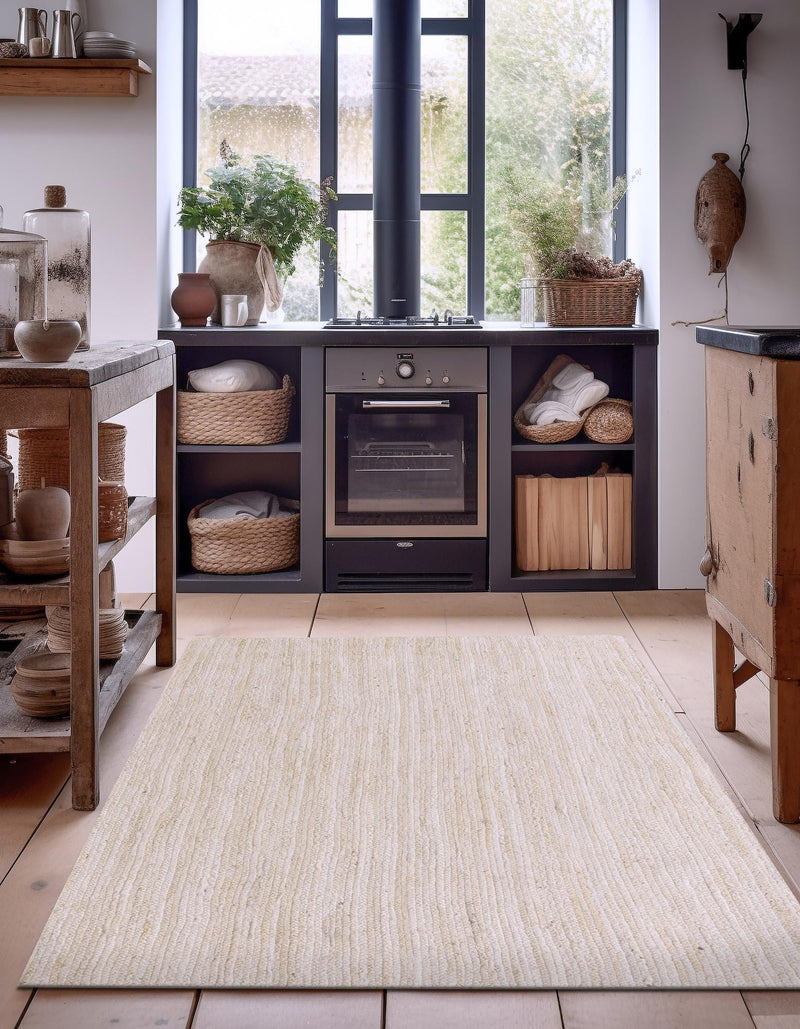 Woven Seaside Jute Collection Area Rug - Savannah (White) Rectangle White lifestyle 6