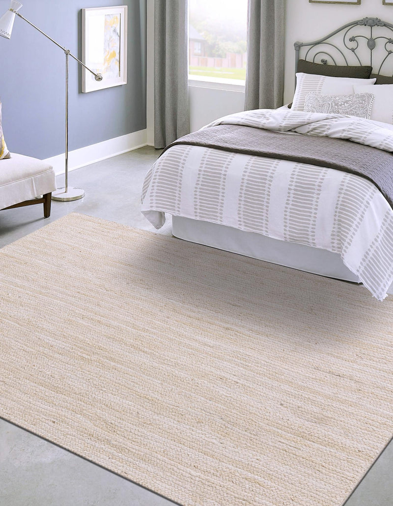 Woven Seaside Jute Collection Area Rug - Savannah (White) Rectangle White lifestyle 7
