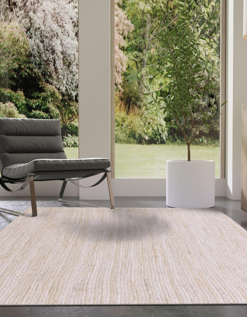 Woven Seaside Jute Collection Area Rug - Savannah (White) Rectangle White lifestyle 8