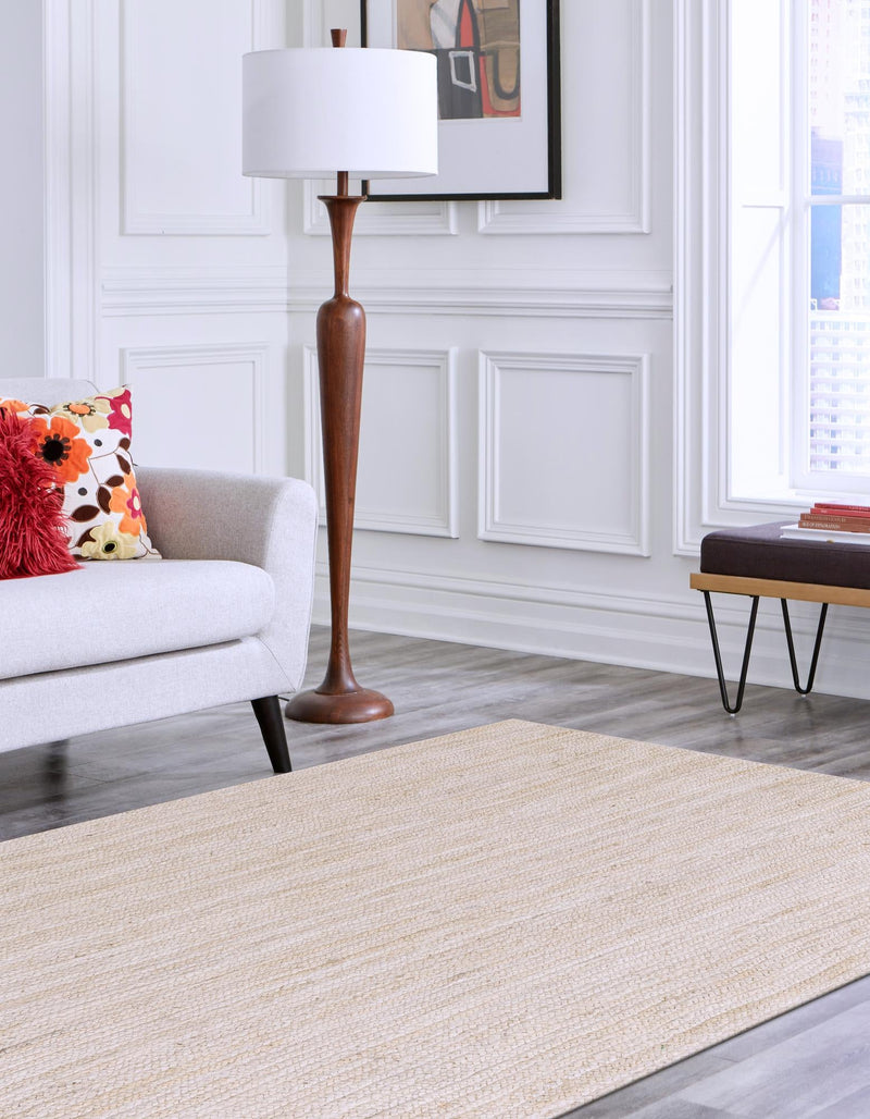 Woven Seaside Jute Collection Area Rug - Savannah (White) Rectangle White lifestyle 11