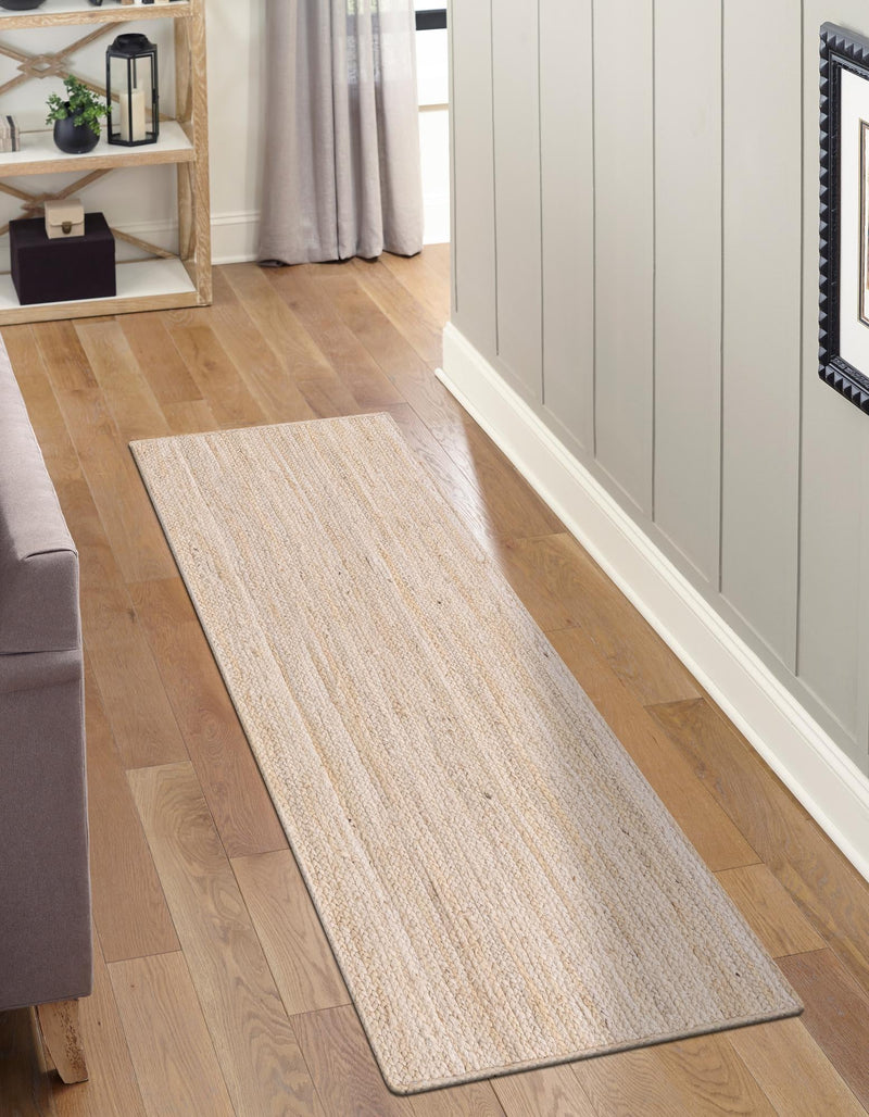 Woven Seaside Jute Collection Area Rug - Savannah (White) Runner White lifestyle 50