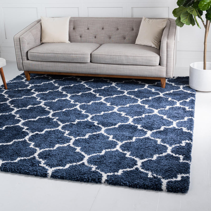 Casablanca Comfort Collection Area Rug - Atlas Square Navy Blue lifestyle 75