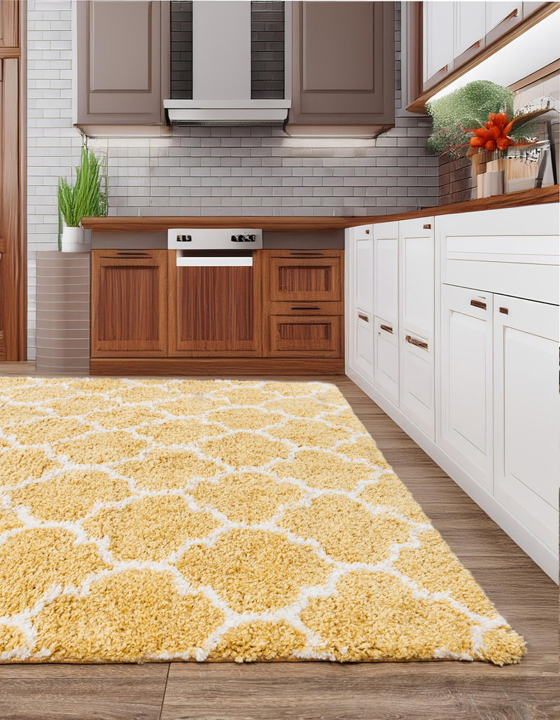 Casablanca Comfort Collection Area Rug - Atlas Square Yellow lifestyle 96