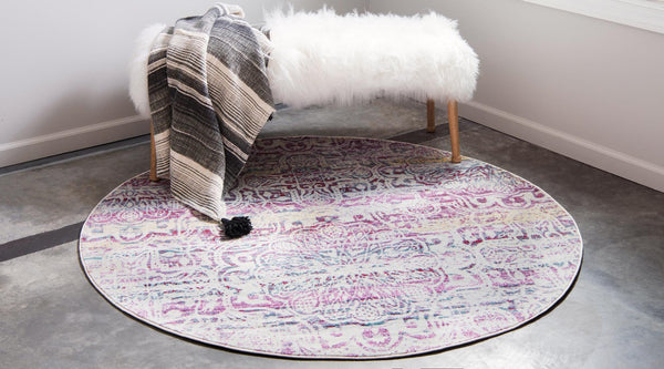 Caribbean Breeze Collection Area Rug - Bimini Round Pink lifestyle 12