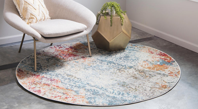 Caribbean Breeze Collection Area Rug - Isla Round Cream lifestyle 27