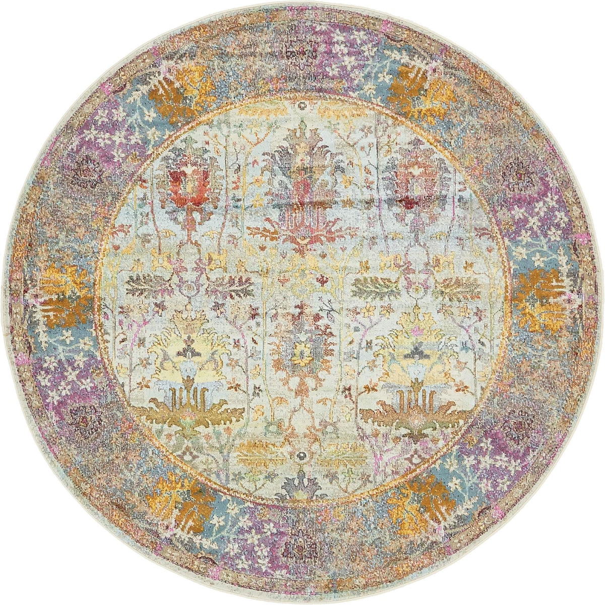 Caribbean Breeze Collection Area Rug - Exuma Round Light Blue lifestyle 14