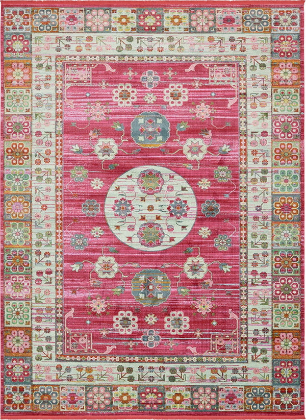 Caribbean Breeze Collection Area Rug - Hibiscus Rectangle Pink Main