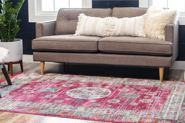 Caribbean Breeze Collection Area Rug - Hibiscus Rectangle Pink lifestyle 3