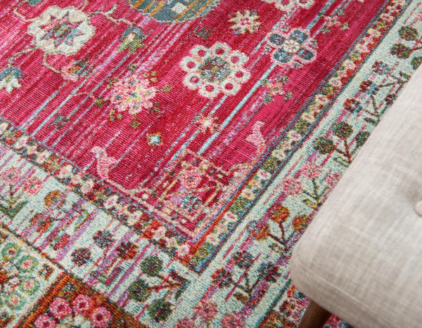 Caribbean Breeze Collection Area Rug - Hibiscus Rectangle Pink lifestyle 6