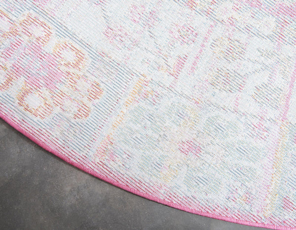 Caribbean Breeze Collection Area Rug - Hibiscus Round Pink lifestyle 27