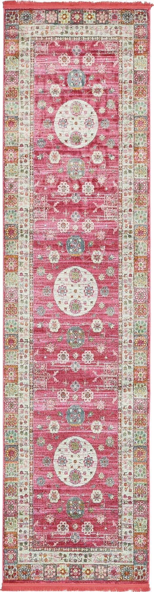 Caribbean Breeze Collection Area Rug - Hibiscus Runner Pink lifestyle 12