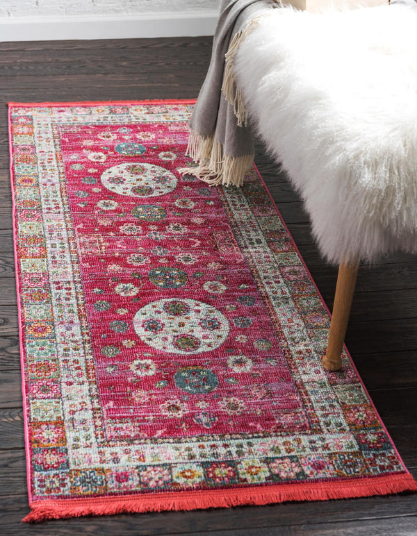 Caribbean Breeze Collection Area Rug - Hibiscus Runner Pink lifestyle 14