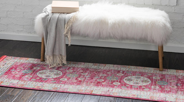 Caribbean Breeze Collection Area Rug - Hibiscus Runner Pink lifestyle 16