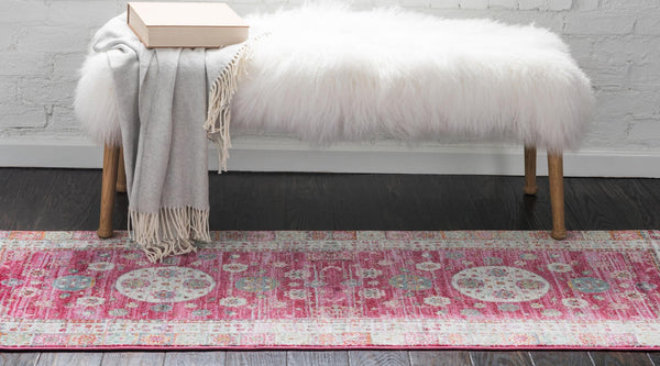 Caribbean Breeze Collection Area Rug - Hibiscus Runner Pink lifestyle 18