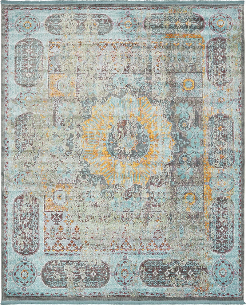 Caribbean Breeze Collection Area Rug - Iguana Rectangle Blue lifestyle 2