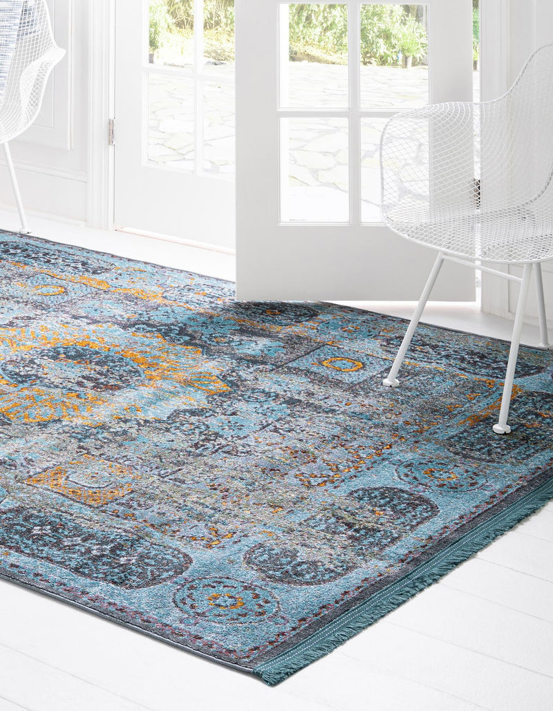 Caribbean Breeze Collection Area Rug - Iguana Rectangle Blue lifestyle 3
