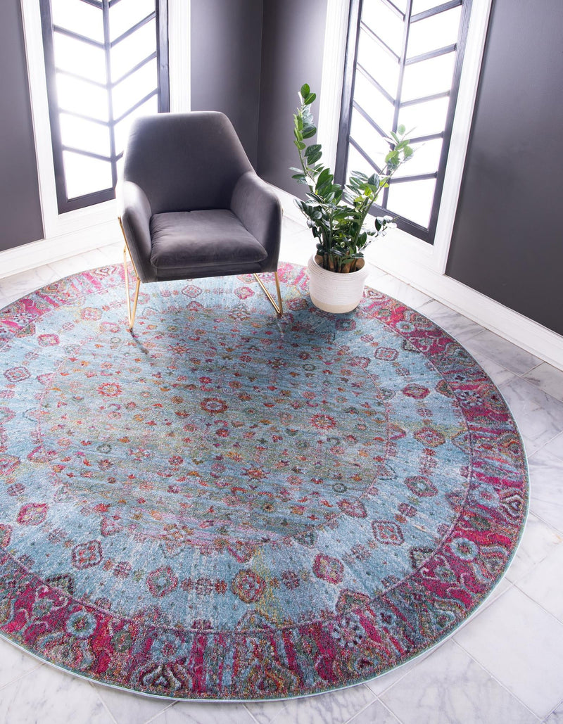 Caribbean Breeze Collection Area Rug - Juniper Round Blue lifestyle 13