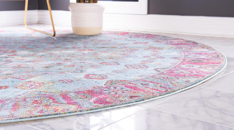 Caribbean Breeze Collection Area Rug - Juniper Round Blue lifestyle 14