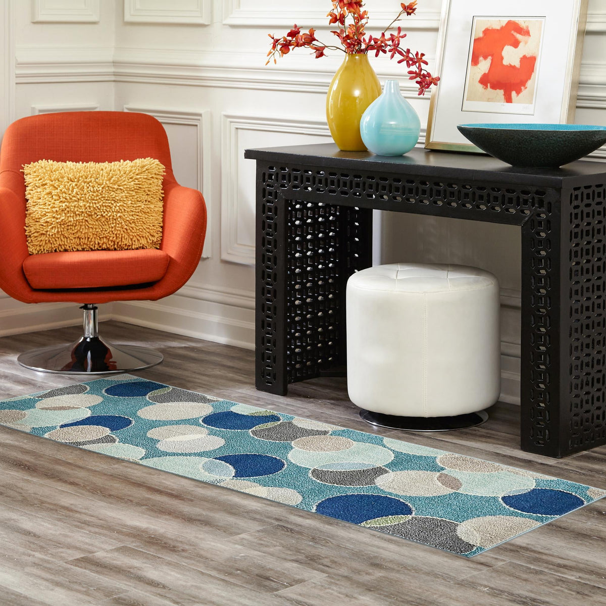 Chromatic Oasis Collection Area Rug - Zephyr Runner Blue lifestyle 69