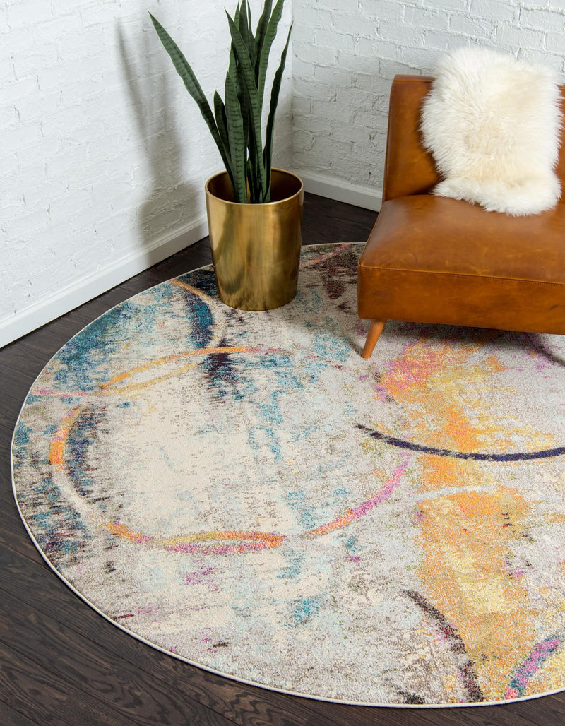 Chromatic Oasis Collection Area Rug - Fresco Round Multi lifestyle 20