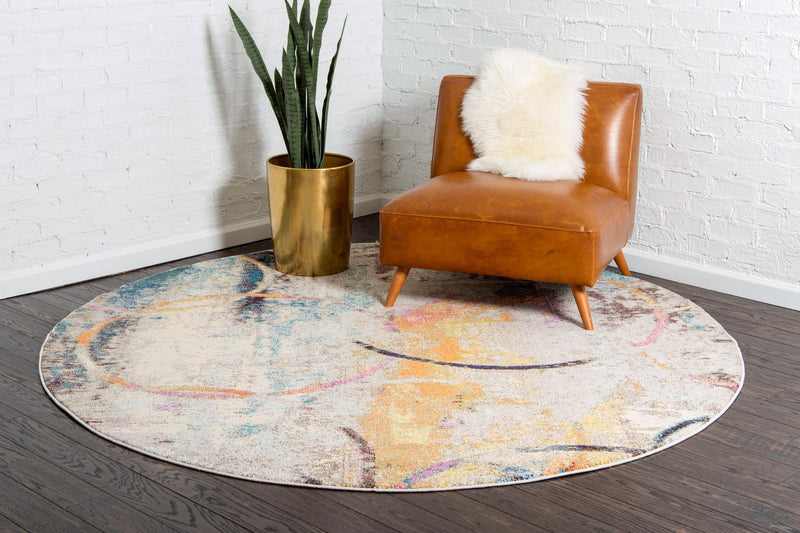 Chromatic Oasis Collection Area Rug - Fresco Round Multi lifestyle 23