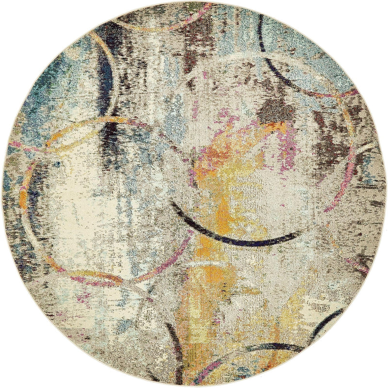 Chromatic Oasis Collection Area Rug - Fresco Round Multi lifestyle 17