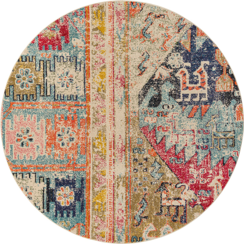 Sierra Collection Area Rug - Marin Round Multi lifestyle 16