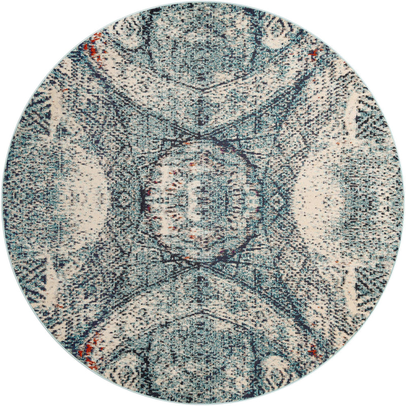 Venetian Tapestry Collection Area Rug - Lido Round Blue lifestyle 16