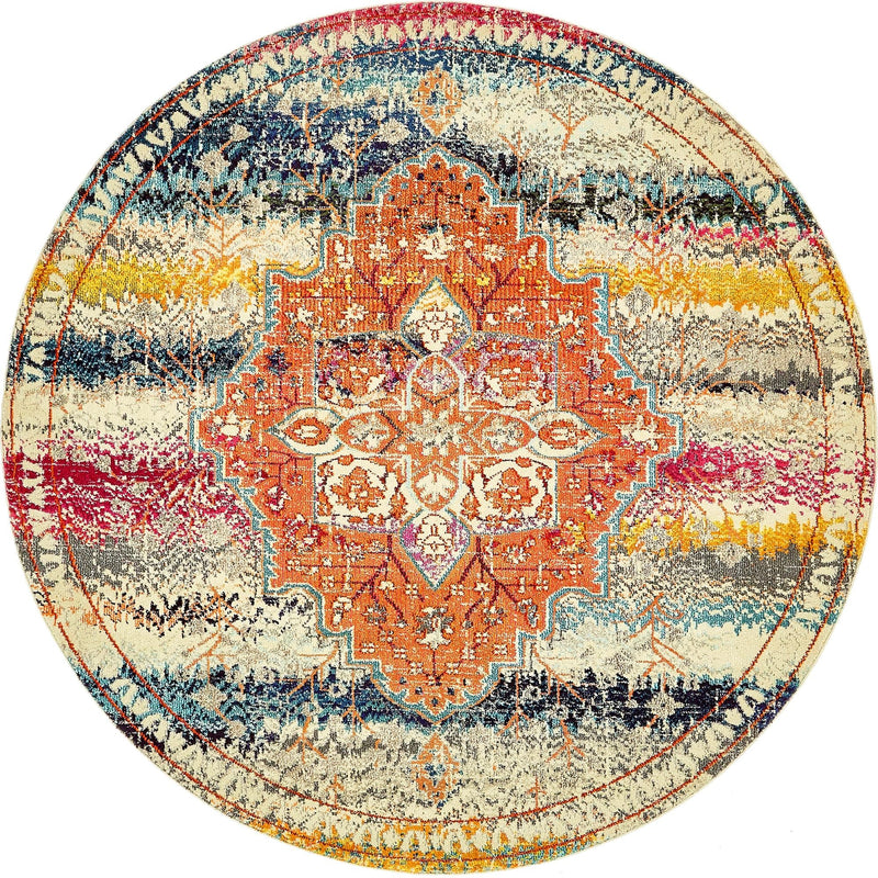 Venetian Tapestry Collection Area Rug - Rialto Round Multi lifestyle 16