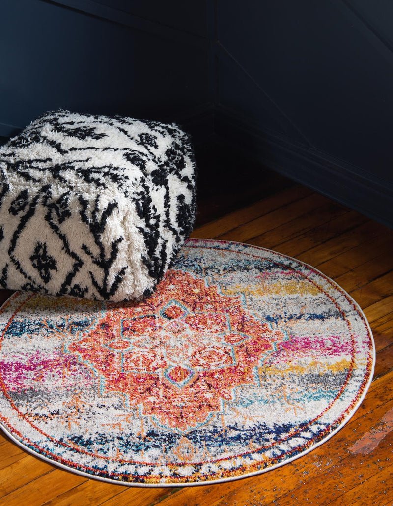 Venetian Tapestry Collection Area Rug - Rialto Round Multi lifestyle 19