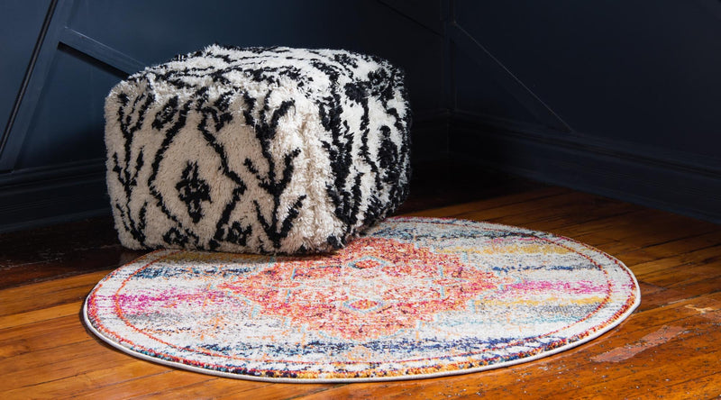 Venetian Tapestry Collection Area Rug - Rialto Round Multi lifestyle 22