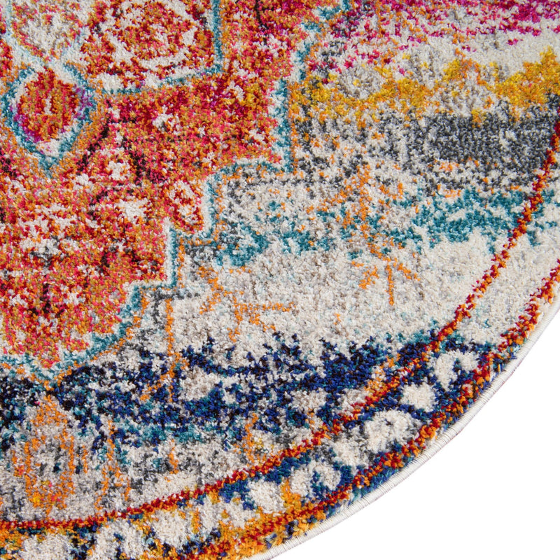 Venetian Tapestry Collection Area Rug - Rialto Round Multi lifestyle 34