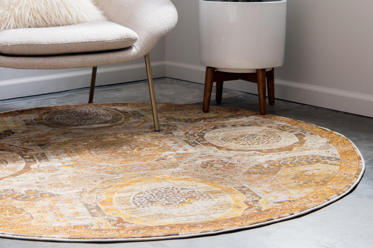Caribbean Breeze Collection Area Rug - Lucia Round Beige lifestyle 68
