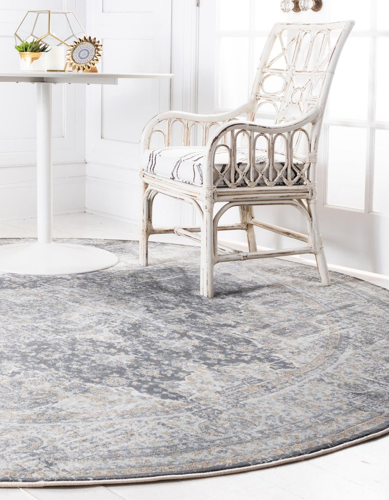 Caribbean Breeze Collection Area Rug - Utila Round Fume Gray lifestyle 32