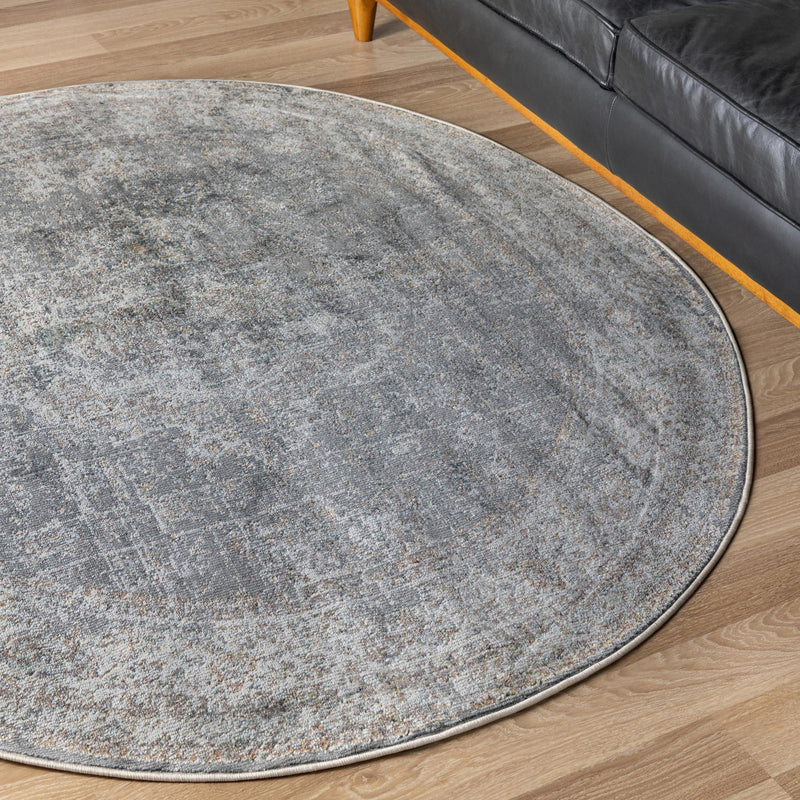 Caribbean Breeze Collection Area Rug - Utila Round Fume Gray lifestyle 95