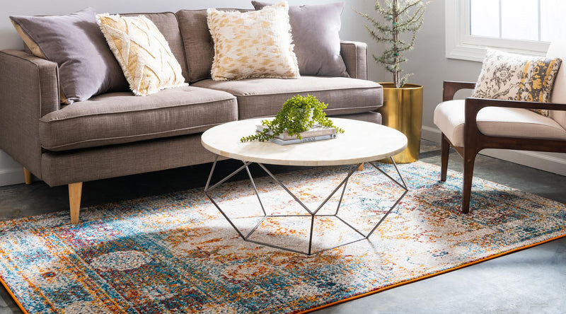 Amalfi Coast Woven Collection Area Rug - Ravello Rectangle Beige lifestyle 4