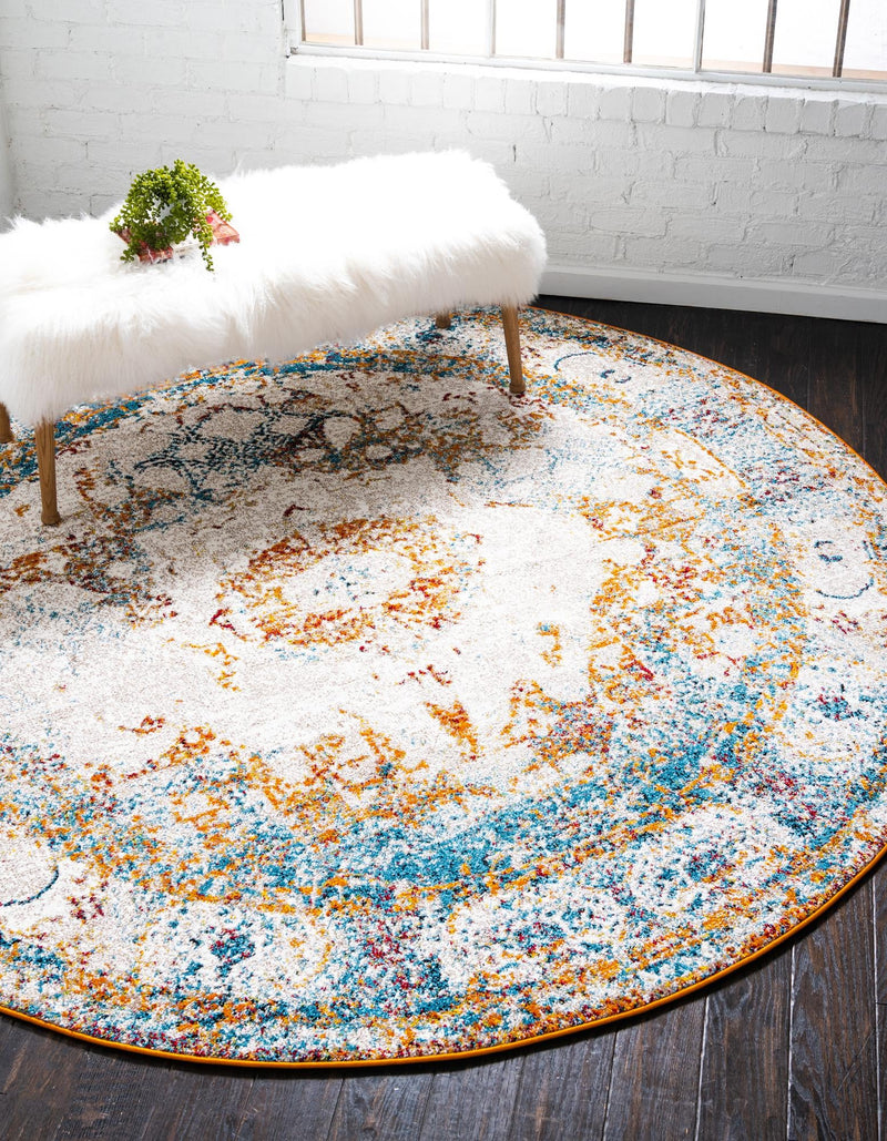 Amalfi Coast Woven Collection Area Rug - Ravello Round Beige lifestyle 22