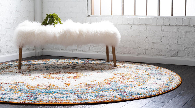 Amalfi Coast Woven Collection Area Rug - Ravello Round Beige lifestyle 28