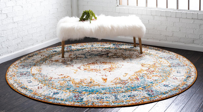 Amalfi Coast Woven Collection Area Rug - Ravello Round Beige lifestyle 35
