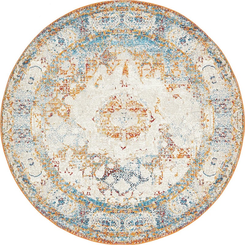 Amalfi Coast Woven Collection Area Rug - Ravello Round Beige lifestyle 14