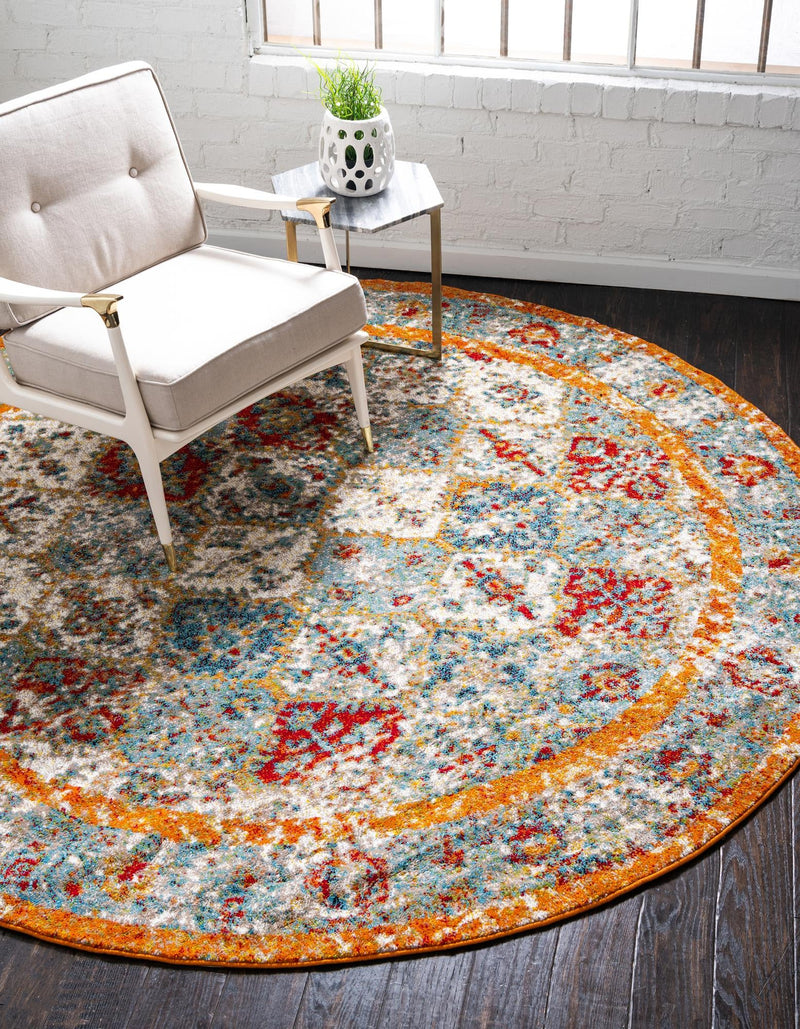 Amalfi Coast Woven Collection Area Rug - Positano Round Beige lifestyle 57