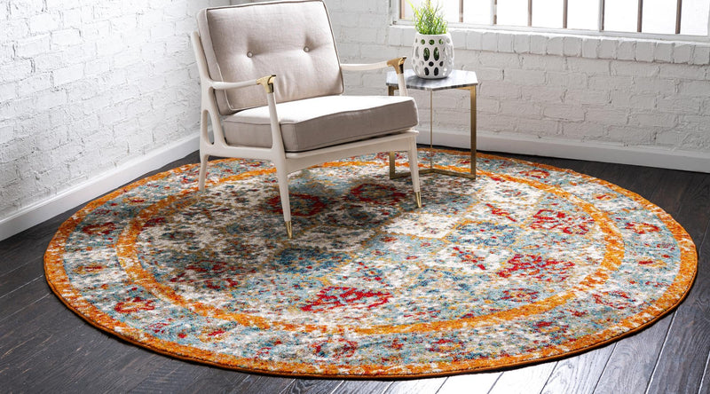 Amalfi Coast Woven Collection Area Rug - Positano Round Beige lifestyle 79