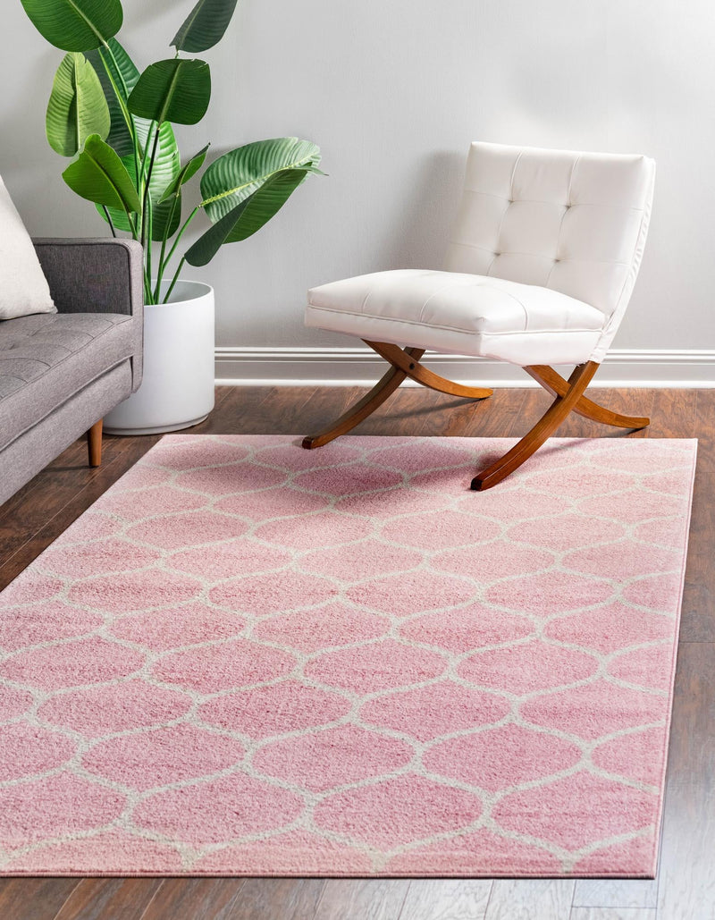 Lattice Garden Collection Area Rug - Pergolatown (Light Pink) Rectangle Light Pink lifestyle 0