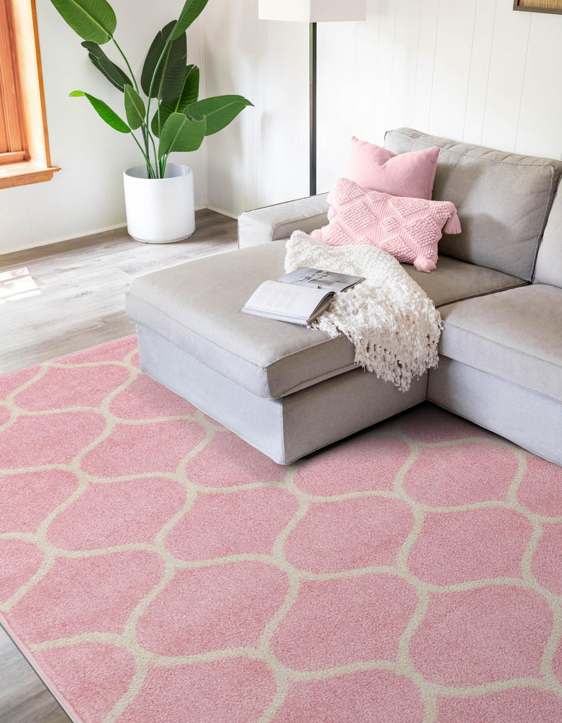 Lattice Garden Collection Area Rug - Pergolatown (Light Pink) Rectangle Light Pink lifestyle 4