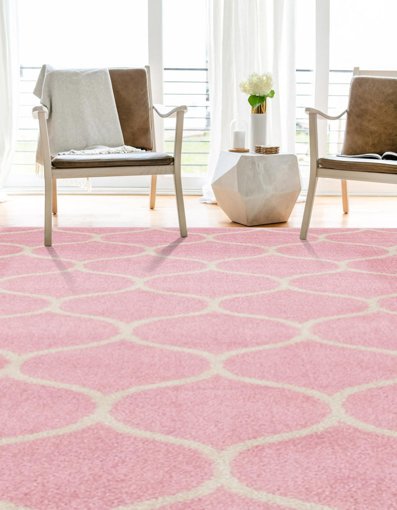 Lattice Garden Collection Area Rug - Pergolatown (Light Pink) Rectangle Light Pink lifestyle 7