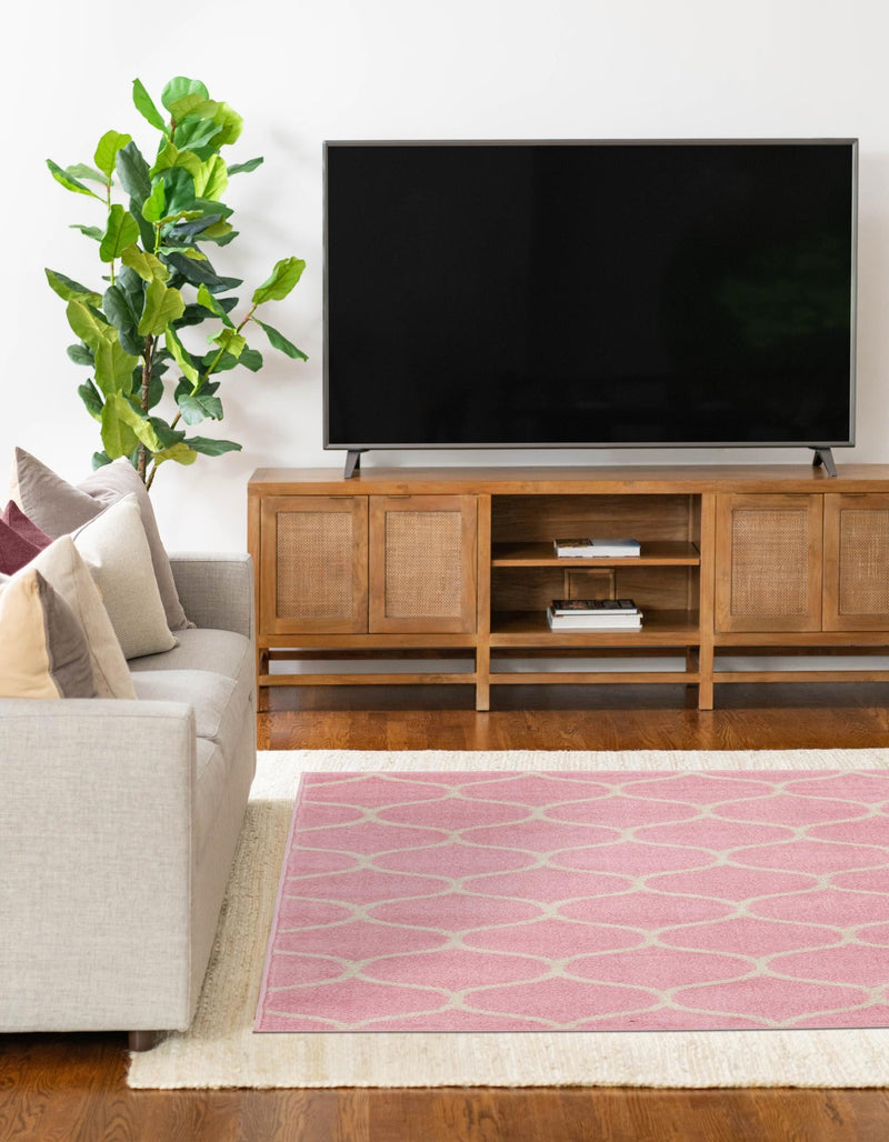 Lattice Garden Collection Area Rug - Pergolatown (Light Pink) Rectangle Light Pink lifestyle 13