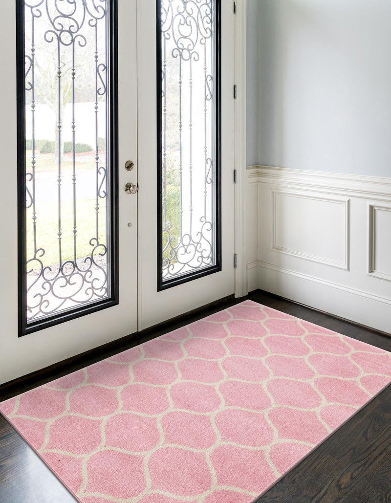 Lattice Garden Collection Area Rug - Pergolatown (Light Pink) Rectangle Light Pink lifestyle 16