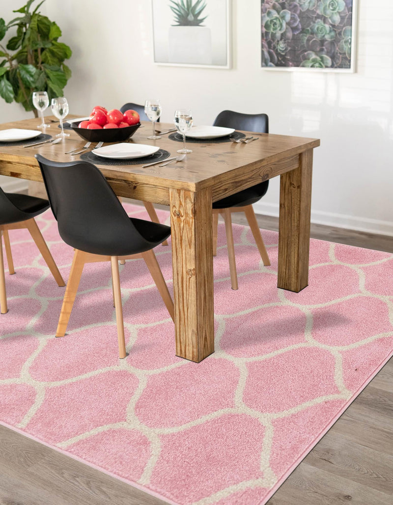 Lattice Garden Collection Area Rug - Pergolatown (Light Pink) Rectangle Light Pink lifestyle 22