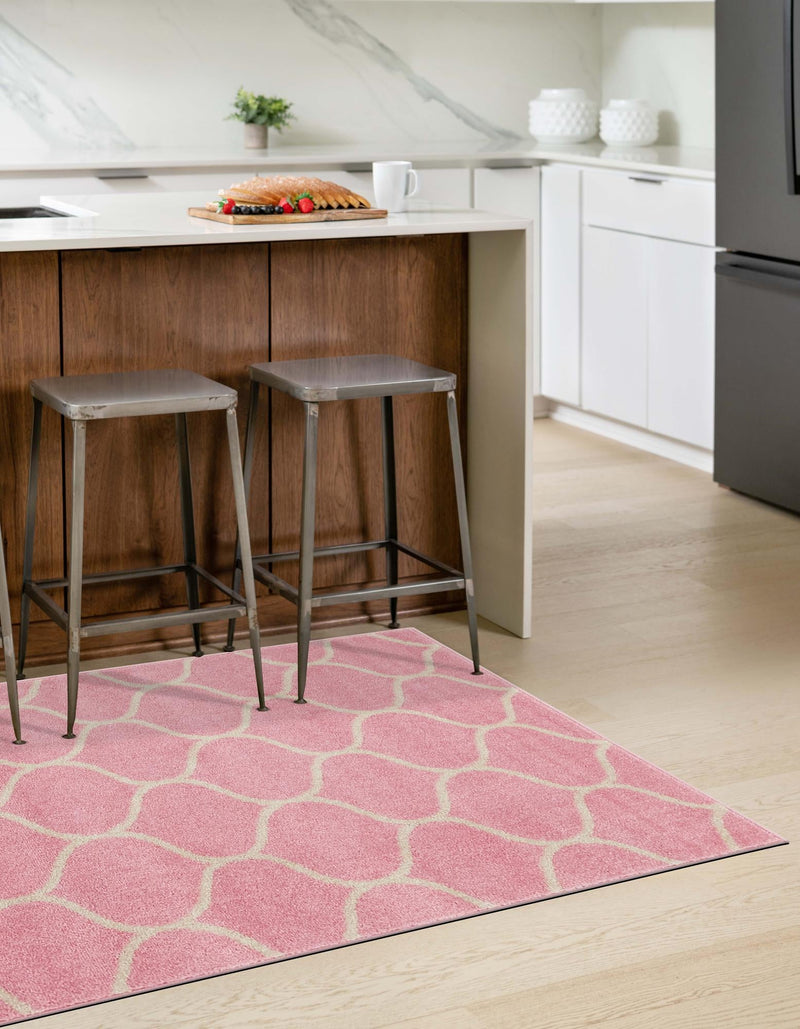 Lattice Garden Collection Area Rug - Pergolatown (Light Pink) Rectangle Light Pink lifestyle 25