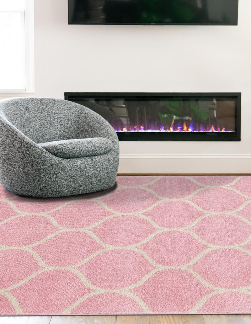 Lattice Garden Collection Area Rug - Pergolatown (Light Pink) Rectangle Light Pink lifestyle 28